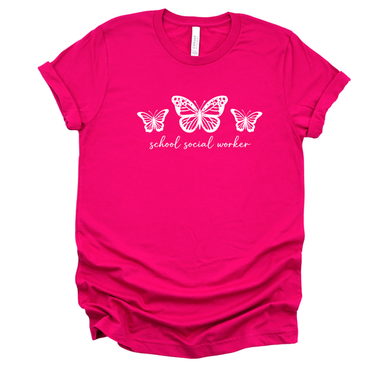 School Social Worker Butterfly T-Shirt